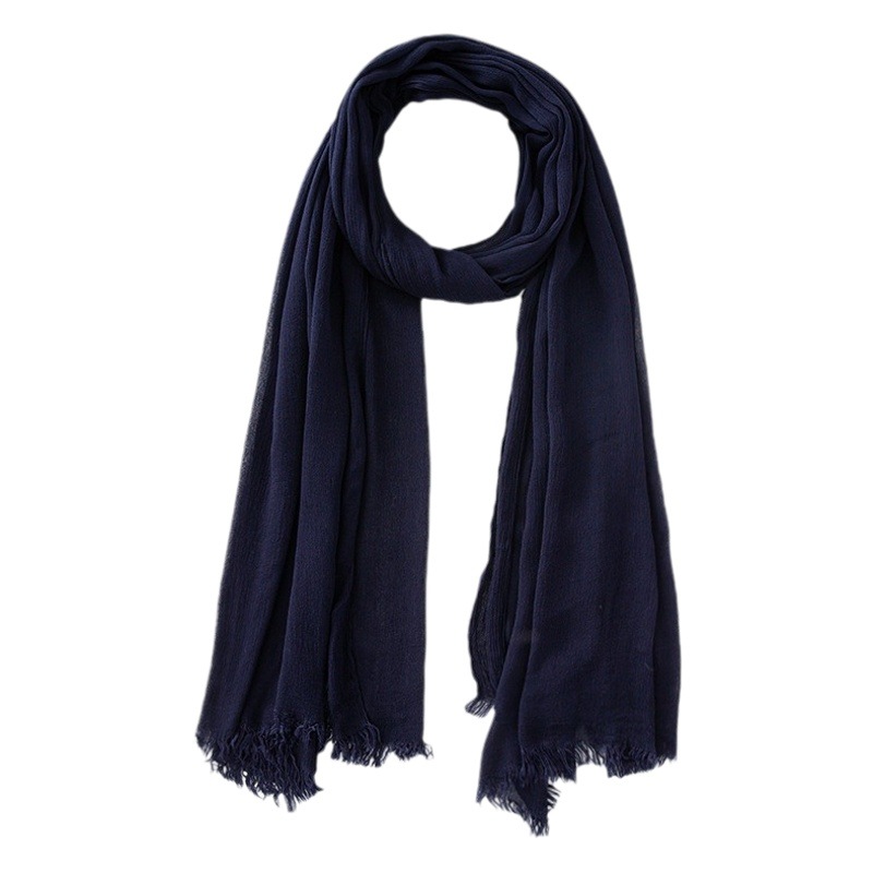 95 Colors in Stock High Quality Pure Color Rayon Long Scarf 200*90 Extra Large Size Natural Wrinkled Turban Cross-Border Supply