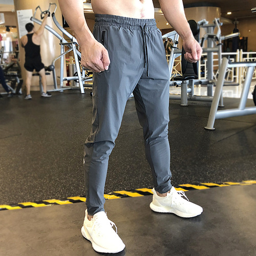 Running Sportswear Casual Ultra Elastic Breathable Sweat Absorbent Quick Dry Ice Silk Bundled Foot Pants Loose Straight Tube Training Fitness Wholesale 