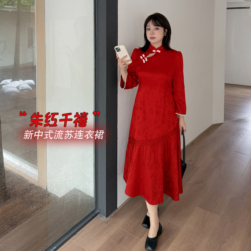 K3251 Plus-Size Women's Cheongsam, New Chinese-Style Improved Version, Fishtail Cheongsam, Retro National Style Cheongsam, Dress for Plus-Size Women K3251 Plus-Size Women's Cheongsam, New Chinese-Style Improved Version, Fishtail Cheongsam, Retro National Style Cheongsam, Dress for Plus-Size Women