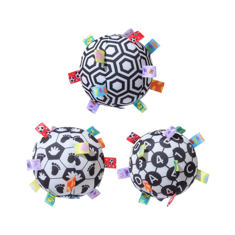 Aipinqi nuevo bebé mano bola bebé blanco y negro visual sonajero Bola de percepción sentido entrenamiento juguete Bola de tela