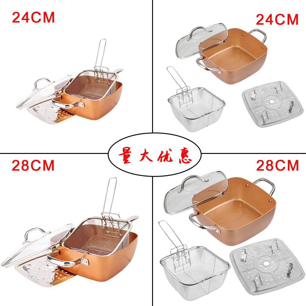 copper pan 10-piece wok set, frying pan,...