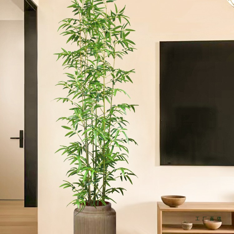 仿真竹子室内装饰假竹子隔断屏风挡墙造景室外装饰竹盆栽加密绿植