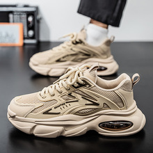 夏季透气男鞋2025新款网面网鞋运动休闲初中学生厚底老爹潮鞋子男