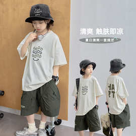 男童夏装运动短袖套装2026新款中大儿童夏季炸街夏款男孩两件套潮