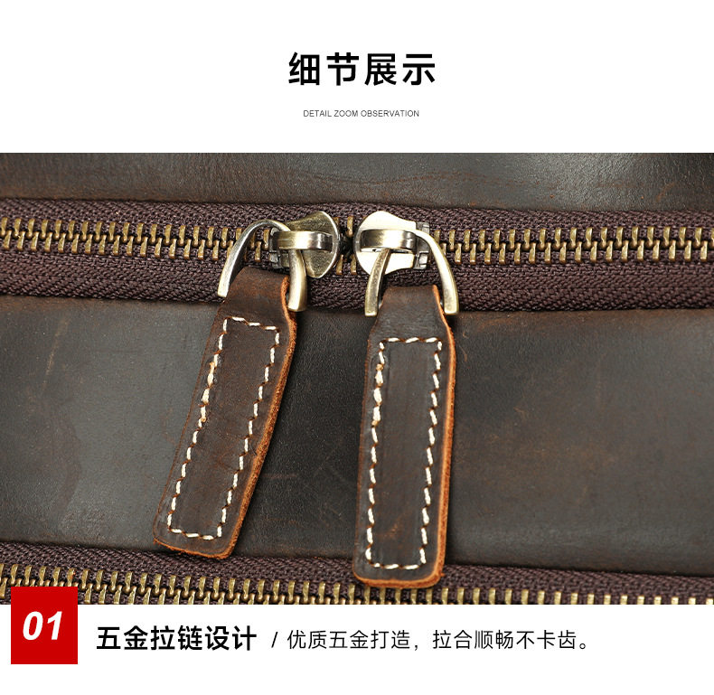 Túi du lịch nam da bò thật da lộn cổ điển đa năng dung tích lớn 36–55L — nâu chi tiết 23