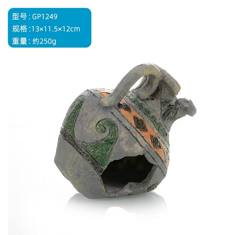 Decoración de paisajismo de pecera vintage olla de barro rota decoración de acuario pescado y camarones poner huevos, jugar y evitar la fábrica de mascotas