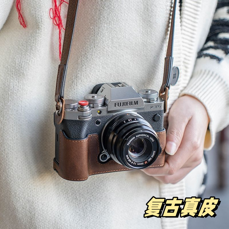 FUJI XT5 XT30 XS20 XS10 카메라 보호 케이스 가죽 레트로 COWHIDE 카메라 케이스 크로스 바디 숄더 스트랩 남성용