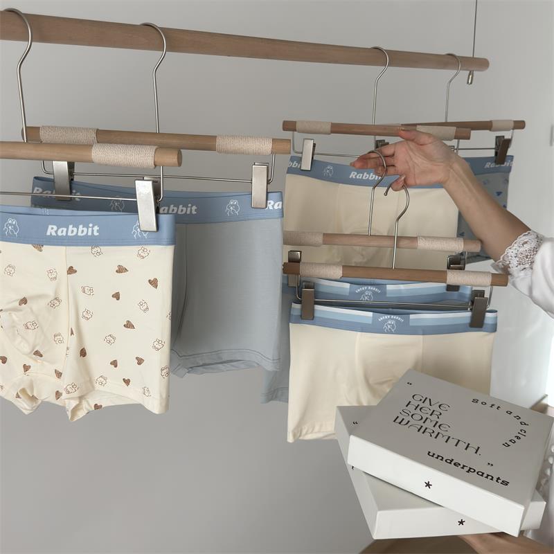 Modal Boxer Briefs Men's Comfortable Breathable Morandi Rabbit Mid-Waist Soft Men's Boxer Pants