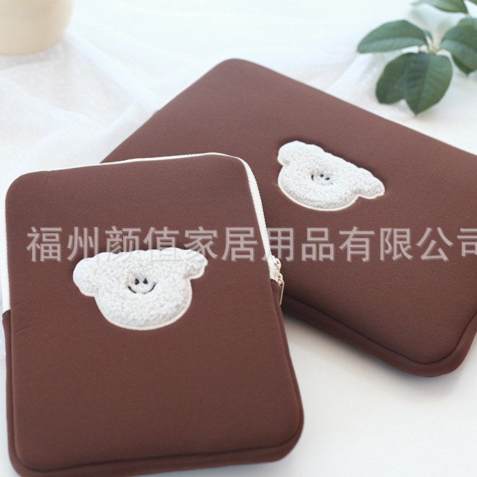 13inch Cute Bear Computer Bag 11inch iPad Bag Thickened Foam Composite Material Travel Computer Bag
