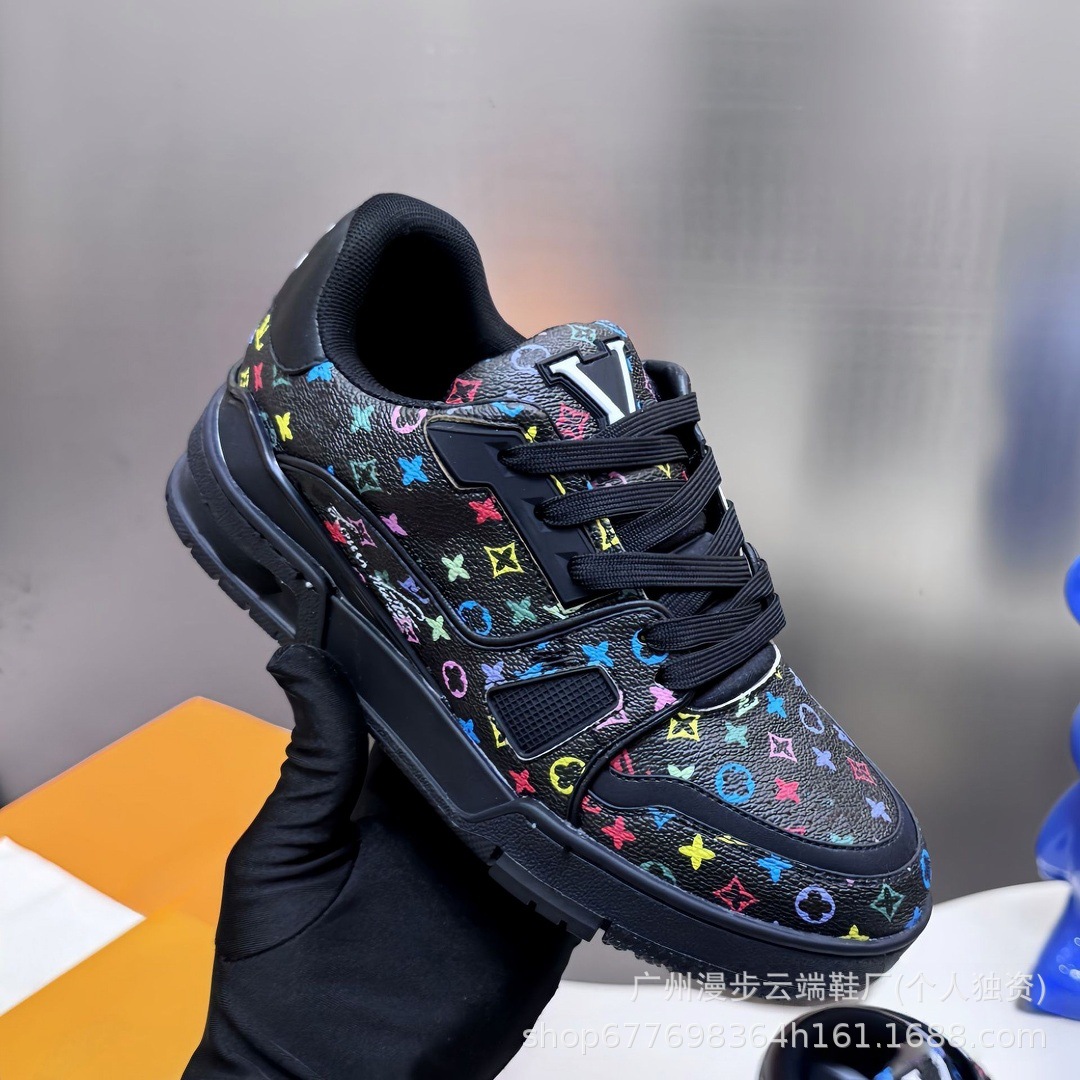 Pure Source Guangzhou Top Trainer, zapatos de skate para parejas, paquete completo de zapatos casuales de cuero para hombres y mujeres.