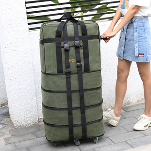 158 Airlines Shipping Bag Canvas Duffel Bag Large Capacity Moving Travel Bag Pulley Back Pull Luffel Bag Full