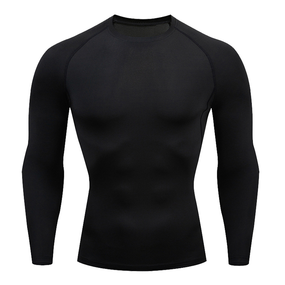 Herrenbekleidung, Fitness-Sportanzug für Herren, langärmelig, schnelltrocknend, hochelastisch, eng anliegend, Shapewear_voghion.com