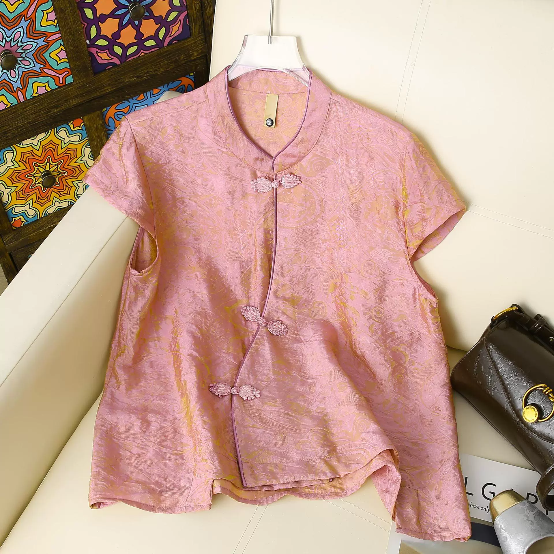 2025 новый китайский стиль женская мода с коротким рукавом для похудения лето новый универсальный стиль розовый желтый другие чонсамы