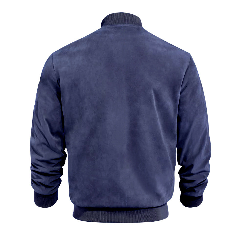 Men's Bomber Jacket Suede Zip Up Casual Jacket For Autumn_voghion.com