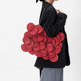 小众设计高级感大容量拼接立体花朵托特包女时尚百搭单肩手提包