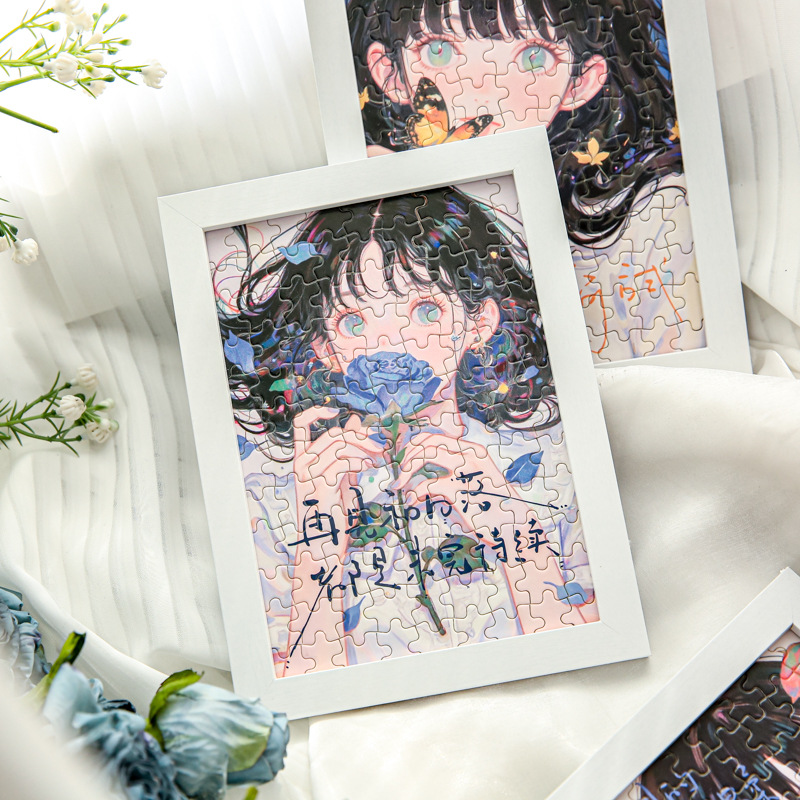 Mr. Paper Puzzle Caja de regalo Serie de período de floración de cuadros fijos Anime Girl Romance de alto valor Estudiante romántico Diy Desktop Fight