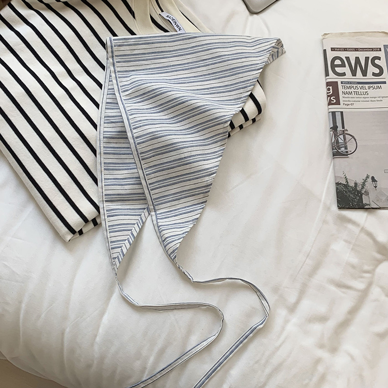 Bufanda de seda, sensación de alta calidad, nuevo pañuelo a rayas fresco, cinturón para el cabello, bufanda triangular para el cabello, accesorios para la cintura, cortina de pedo, apilamiento