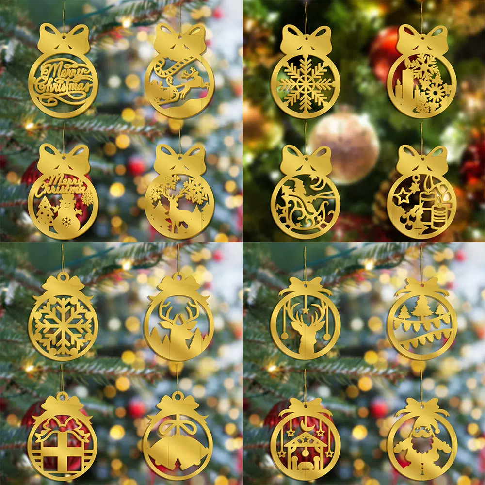 JM1141-1144 跨境圣诞节亚克力装饰镜面挂件圣诞球圣诞树装饰品