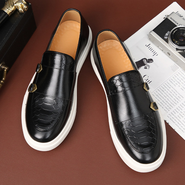 Men's Shoes 2023 Summer New Fashion Casual Leather Shoes Men's English Style Shoes Men's Summer Breathable Thick Sole Sh