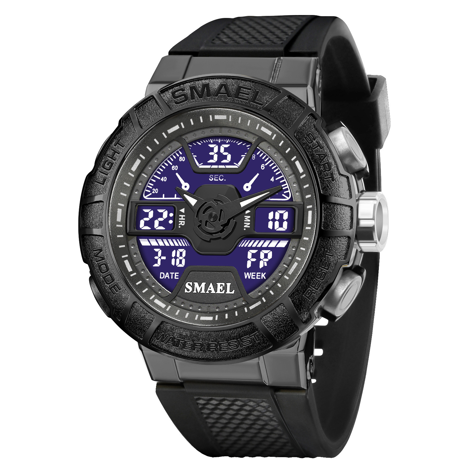 SMAEL Smair 8067 reloj electrónico de los deportes de los hombres redondo reloj de moda luminoso doble multifuncional