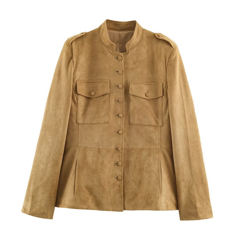 Cross-border wholesale of European and American women's clothing: 2026 Autumn ZA AliExpress best-selling retro-style jacket with button closure and a versatile, vintage look
