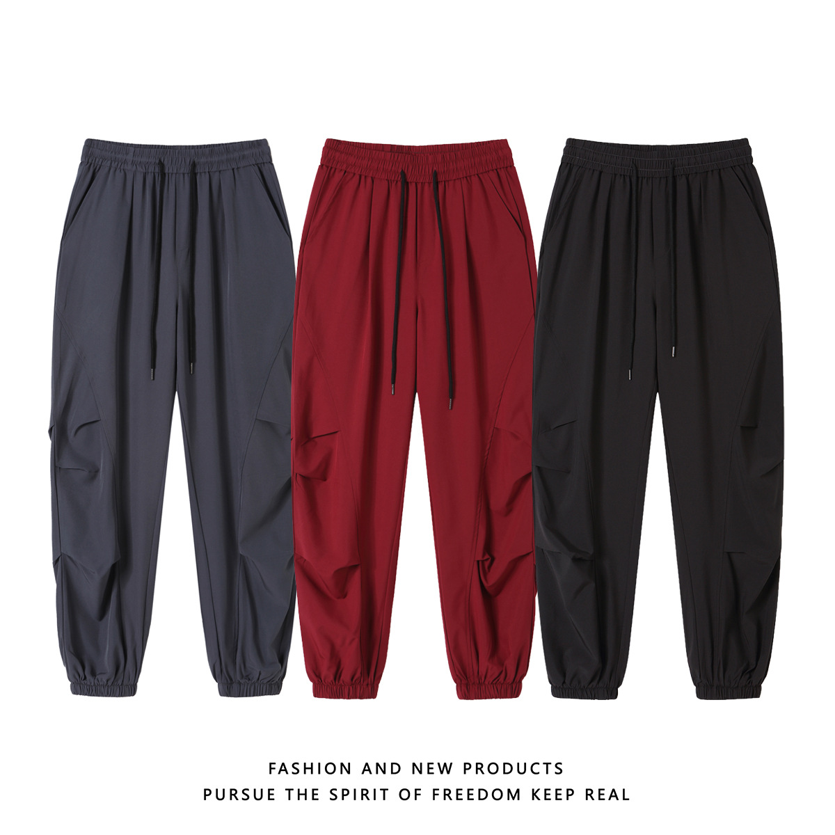 Tiktok Trending Parachute Pants 2024 New Autumn Jogger Sweatpants Woven Sports Cargo Pants Men's Hong Kong Style Pants