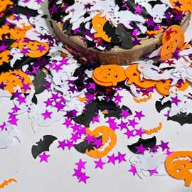 PVC万圣节五角星圆片亮片蝙蝠幽灵南瓜万圣节派对装饰工艺用品