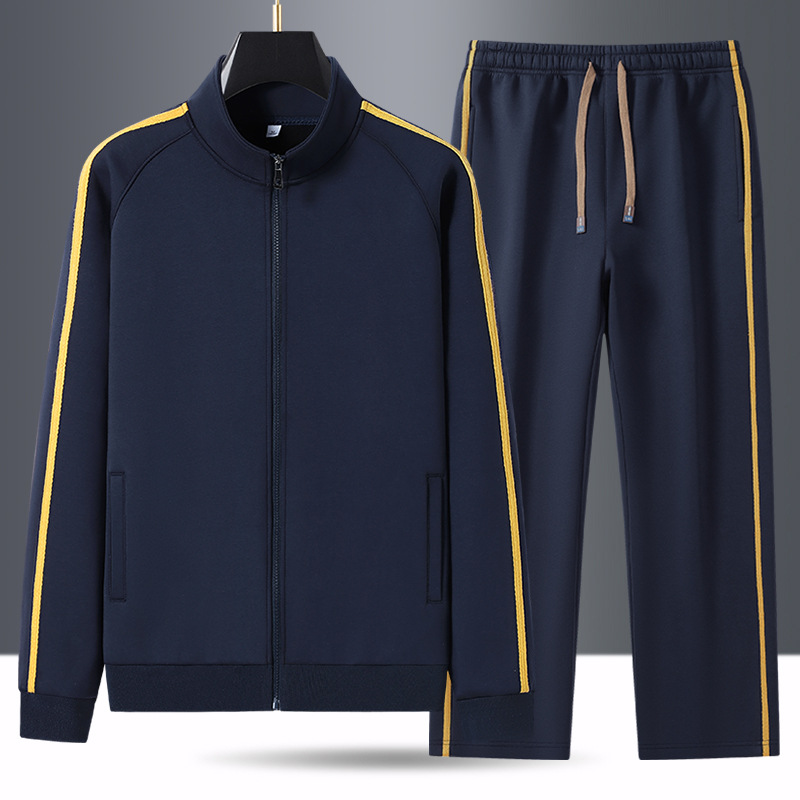 Primavera y otoño transfronterizos con cremallera con solapa delgada suéter para hombres, pantalones casuales, camisetas deportivas para hombres y mujeres, dos piezas