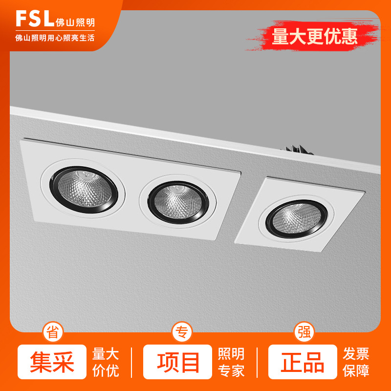 FSL Foshan iluminación led proyector de doble cabeza COB rejilla cubo lámpara incrustado en tienda de ropa salón pasillo lámpara