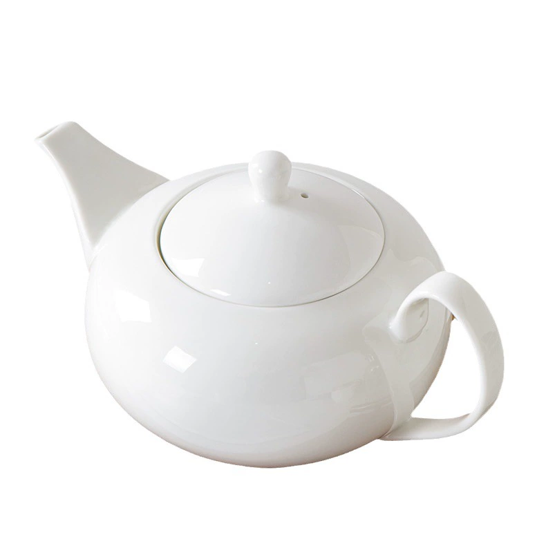 White teapot, capacious tea cup, summer tea set