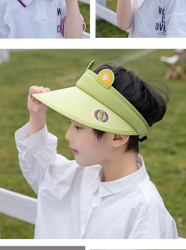 1023 Children&#39;s Sun Protection Hat Summer With Ears Sun Hat Girl Boy Baby Big Brim Empty Top Sun Hat display picture 3