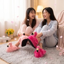 现供直供新款火烈鸟毛绒拖鞋可爱居家保暖防滑秋冬保暖卡通棉鞋