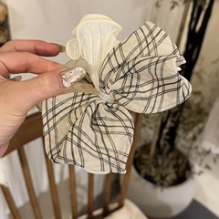 韩系小清新格子蝴蝶结抓夹少女心后脑勺盘发发抓时尚百搭鲨鱼夹子