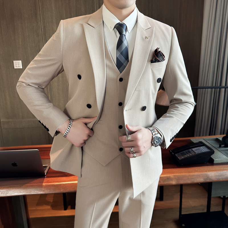 23 spring new suit suit slim fit business casual plus size double row suit men's dress SJT9890-P210