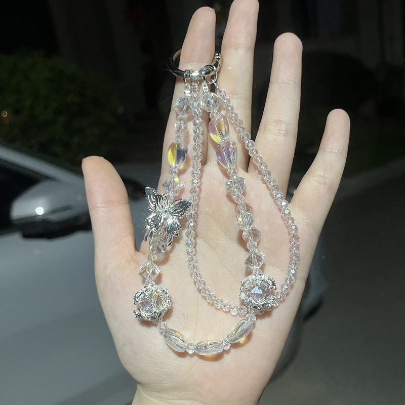 [Designer Style] Simple White Crystal Phone Chain Phone Pendant for Women, Exquisite and High-End Creative Phone Accessory