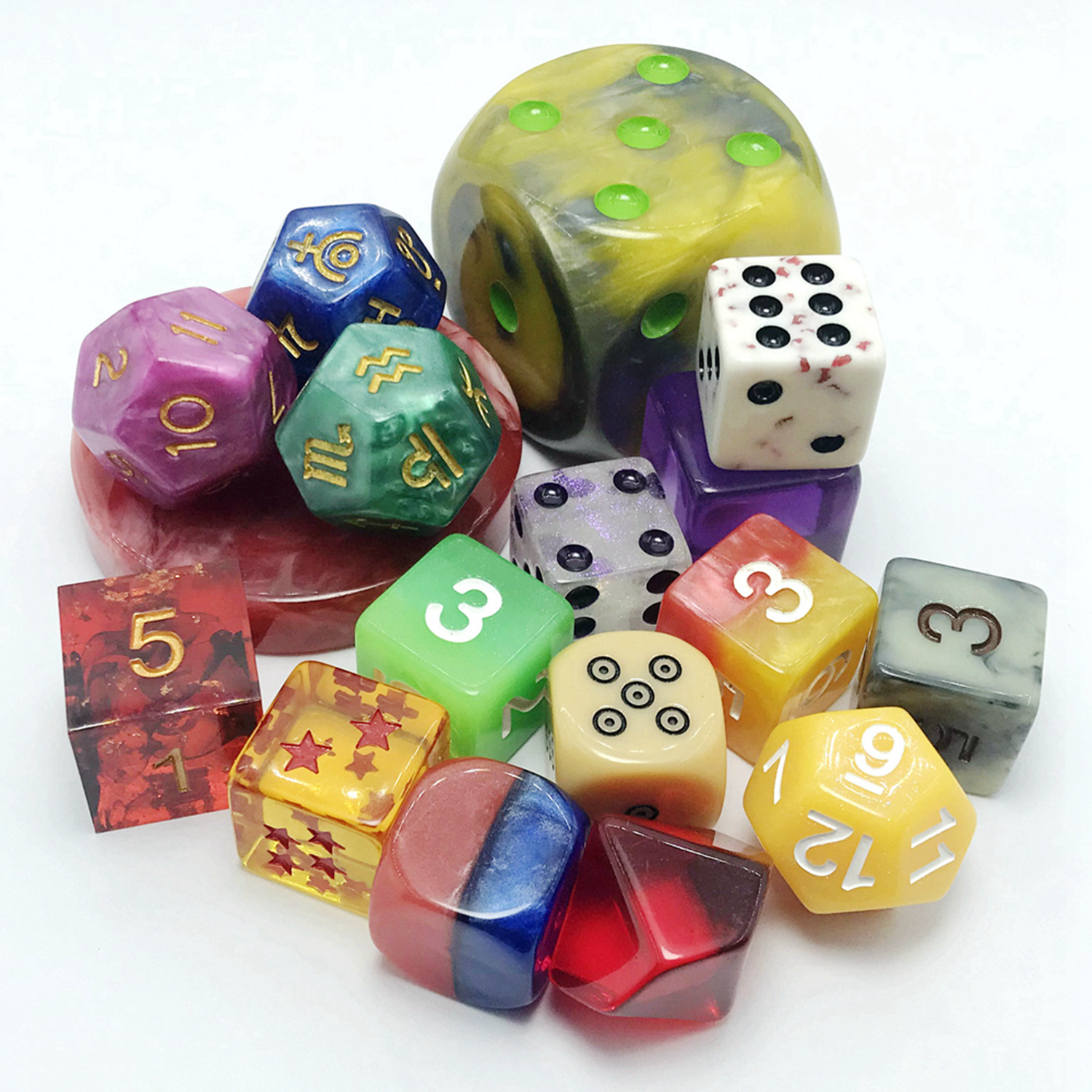 Custom-Made Printed and Engraved Resin Dice, Game Dice, Backgammon Pieces, Order-Specific
