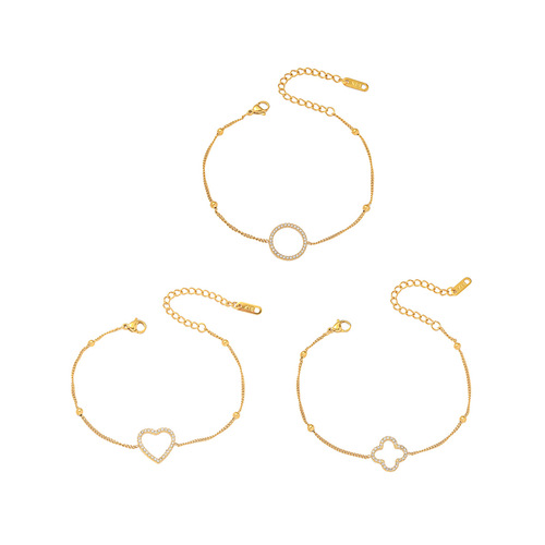 Bracelet for women's Japanese and Korean style new love bracelet fashionable zircon handpiece four-leaf flower niche design bracelet