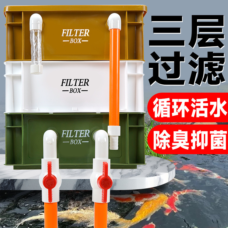 Fish tank filter trickle box pool water purification circulation system fish pond color turnover box filter box fish pond filter box