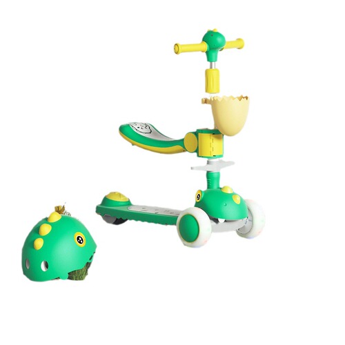 New dinosaur children's skateboard, multifunctional, can sit and ride, push cart, Mega Bloks toddler toy, three-wheeled, wholesale