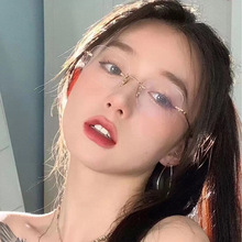 jennie无框眼镜框架素颜女超轻近视ins风小红书同款防蓝光平光镜