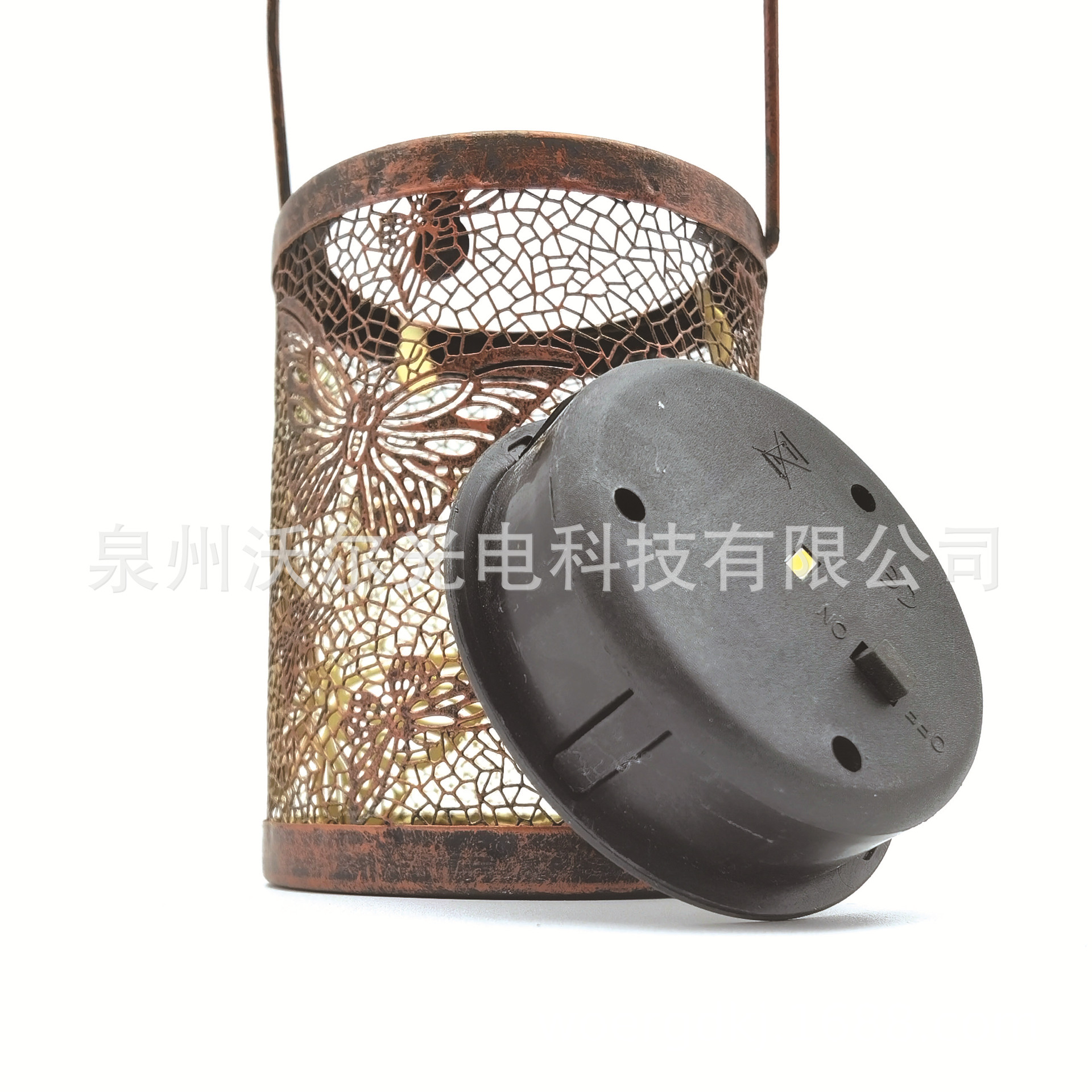 热销亚马逊跨境LED蝴蝶镂空太阳能灯笼花园庭院装饰灯 铁艺投影灯