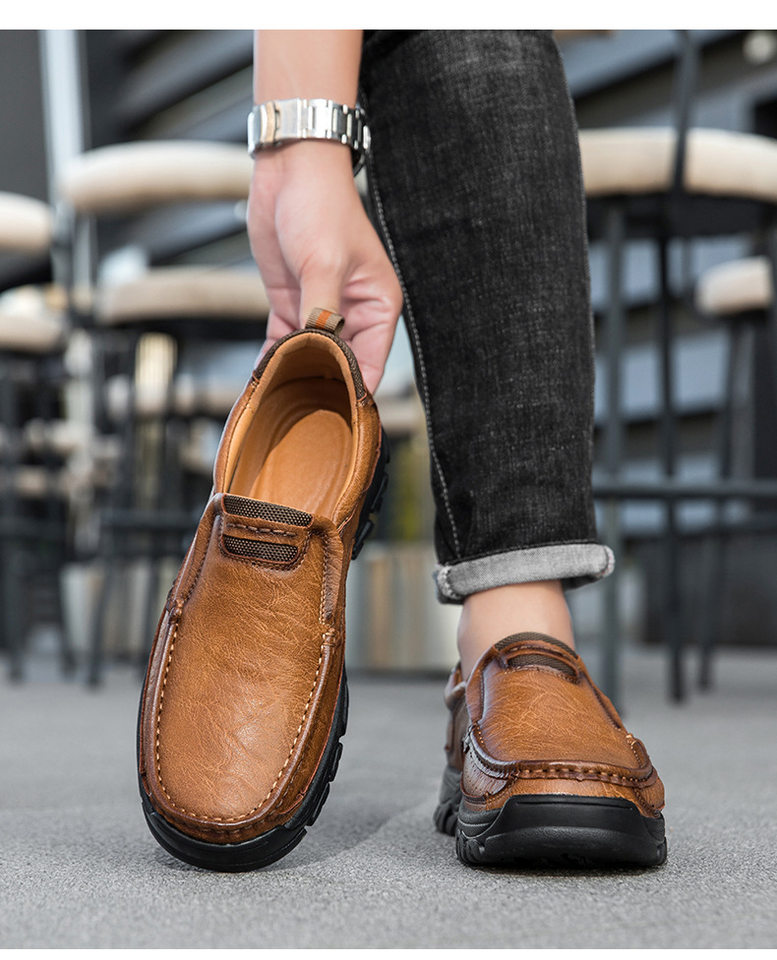 Giày da nam cỡ lớn mũi tròn đế bệt phong cách casual — 33237 màu nâu đỏ, 33237 màu vàng nâu, 33237 màu đen chi tiết 10