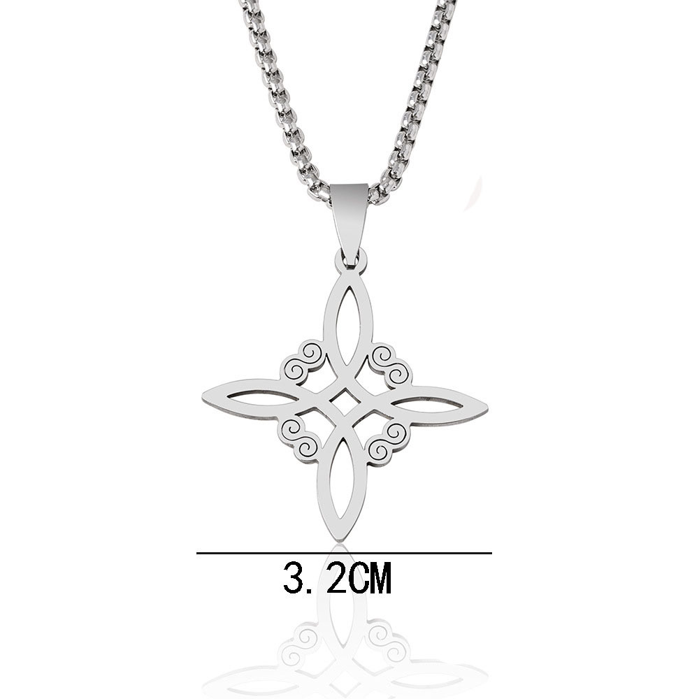 Foreign Trade New Irish Knot Cross Necklace European And American Popular Square Hollow Alloy Pendant Trend Necklace display picture 2