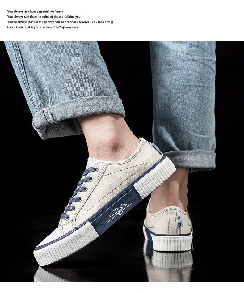 Canvas men's biscuit shoes, 2024 autumn new Korean version versatile Harajuku ulzzang breathable student ins board shoes_voghion.com