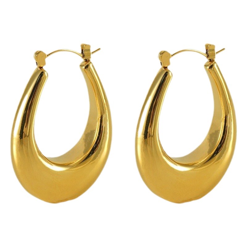 Pendientes brillantes simples de acero inoxidable transfronterizos de moda europea y americana femenina OL18K pendientes de acero de titanio dorado Dongguan en stock