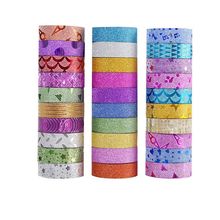 10PCS Glitter Glitter Pattern Washi Tape Adhesive Sticker Ha