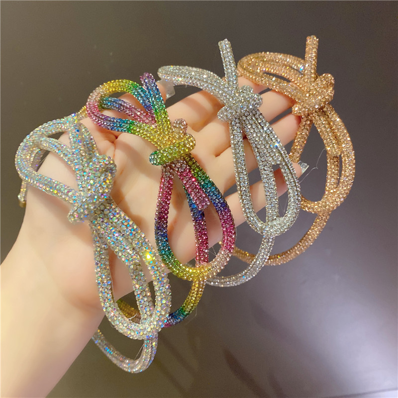 90g Weight Hair Band Hair Accessories Type 1 Piece Quantity Carnival, Street Occasion Hot Drill Material Bow Knot Pattern Women's Gender Diamond Design Fairy Style Style Fairy Style Women's Bow Knot Hot Drill Diamond Hair Band 无