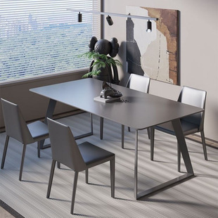Various Color Slate Dining Tables, Simple Reception and Negotiation Tables and Chairs, Rectangular Cream Style Small Apartment Table and Chair Combination Foshan