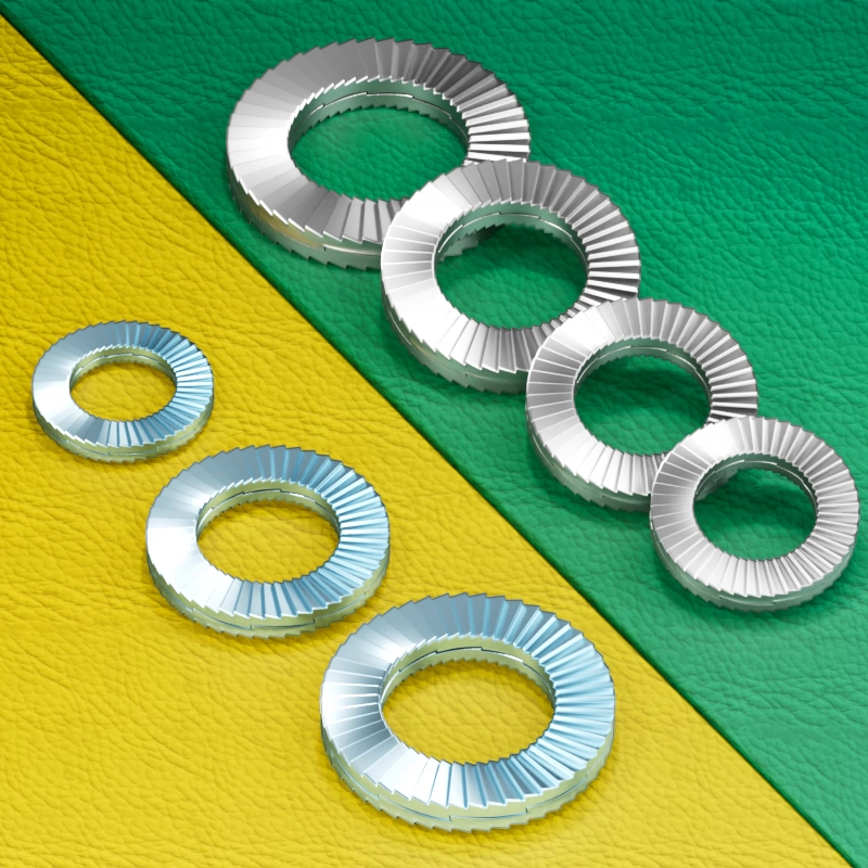 Двойная самоблокирующаяся шайба, предотвращающая ослабление, зубчатая противоскользящая стопорная прокладка из нержавеющей стали 304, предотвращающая ослабление, DIN25201