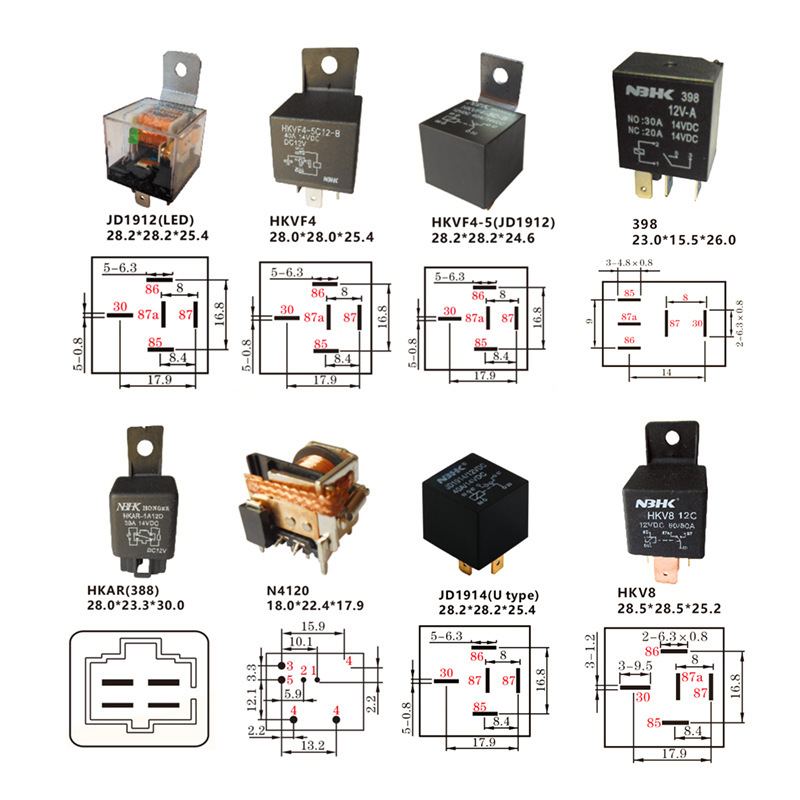 メーカー直販 車用リレー 12V24V 純銅線 防水 車載用 4ピン5ピン 多種 防水 耐久性 電源|undefined